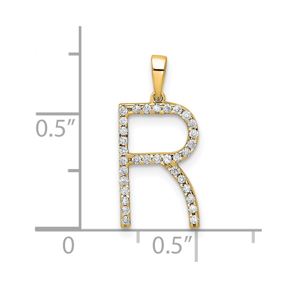 14K Diamond Letter R Initial Pendant