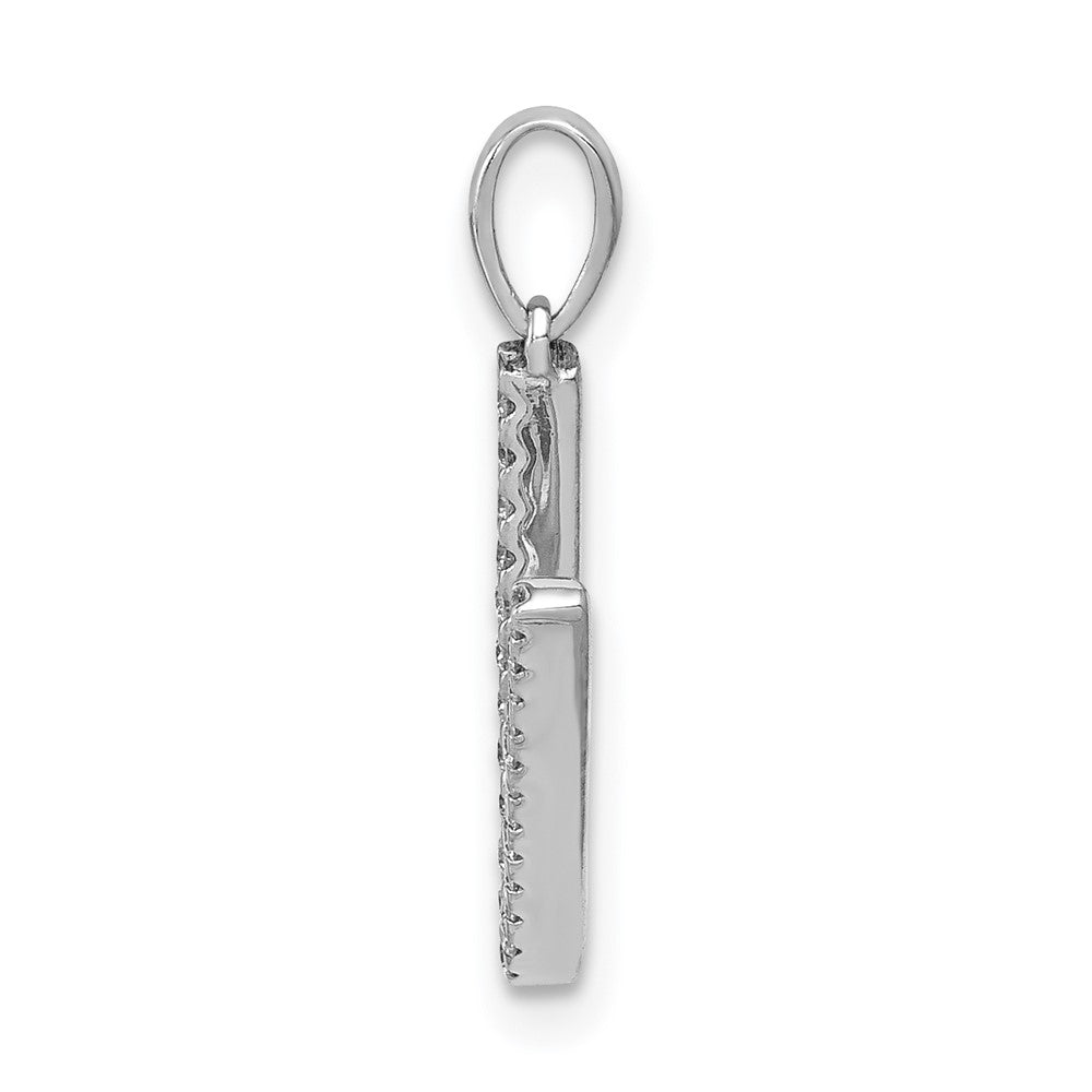 14K White Gold Diamond Letter V Initial Pendant