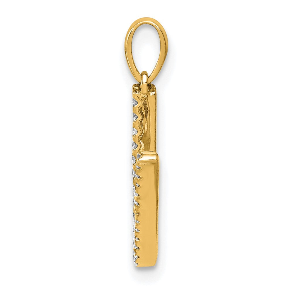 14K Diamond Letter V Initial Pendant