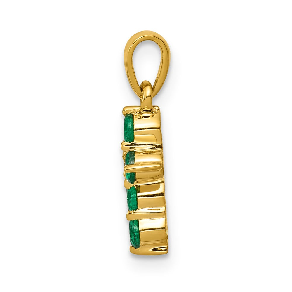 14k Emerald and Diamond Cross Pendant