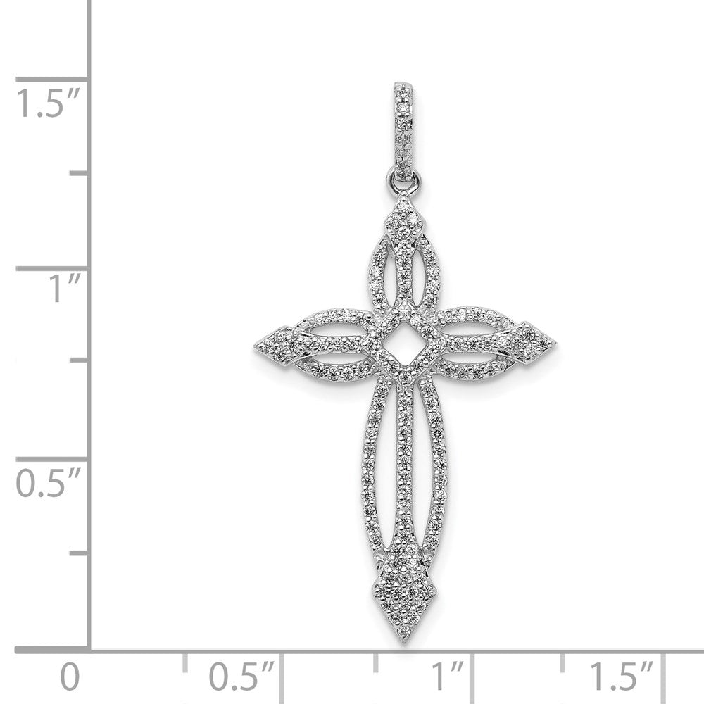 14k White Gold 1/3ct. Diamond Fancy Cross Pendant