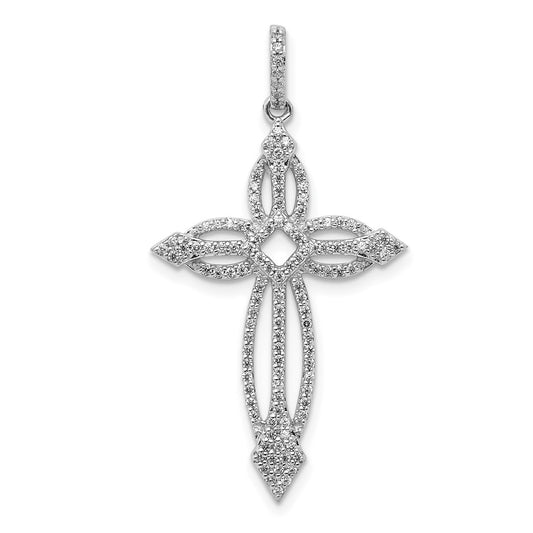 14k White Gold 1/3ct. Diamond Fancy Cross Pendant