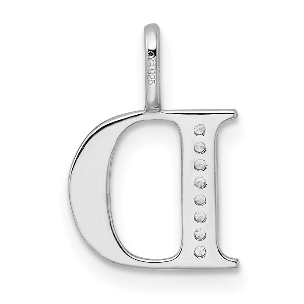 14K White Gold Diamond Letter D Initial Pendant