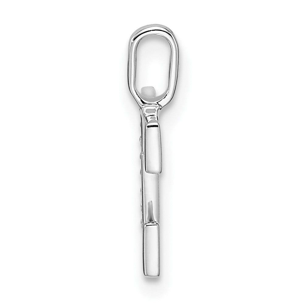 14K White Gold Diamond Letter E Initial Pendant