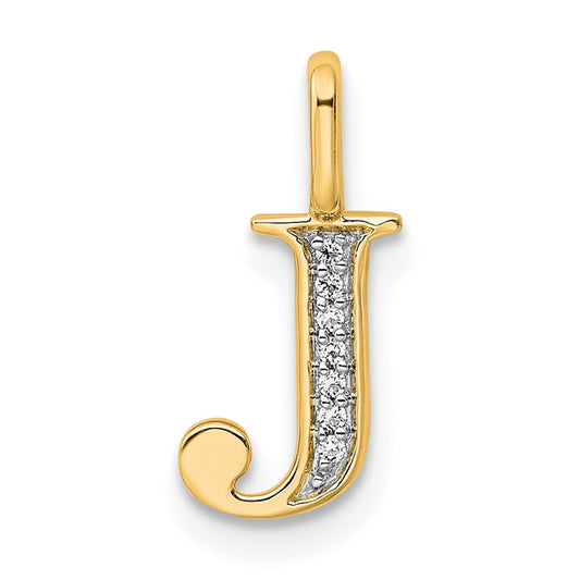 14K Diamond Letter J Initial Pendant