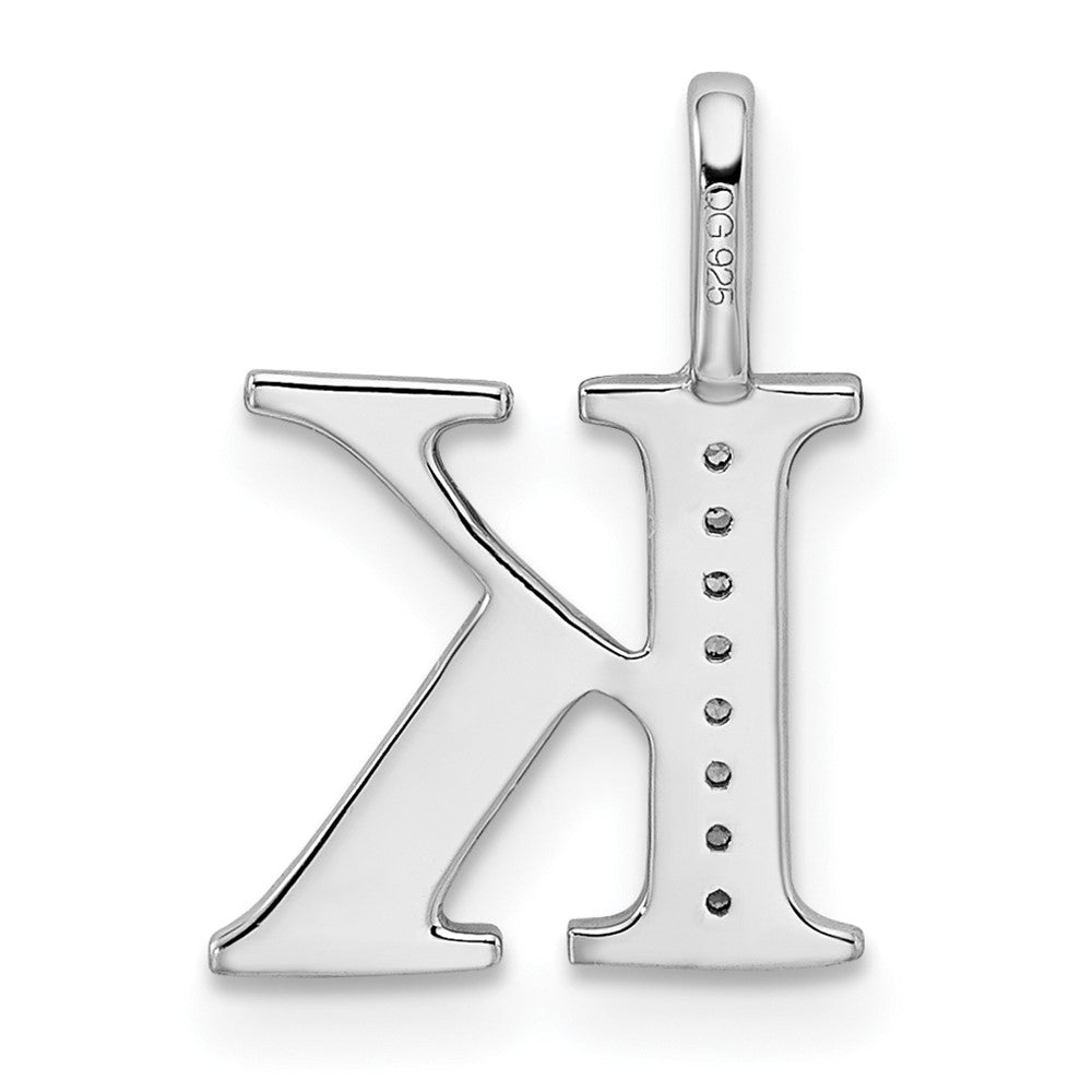 14K White Gold Diamond Letter K Initial Pendant