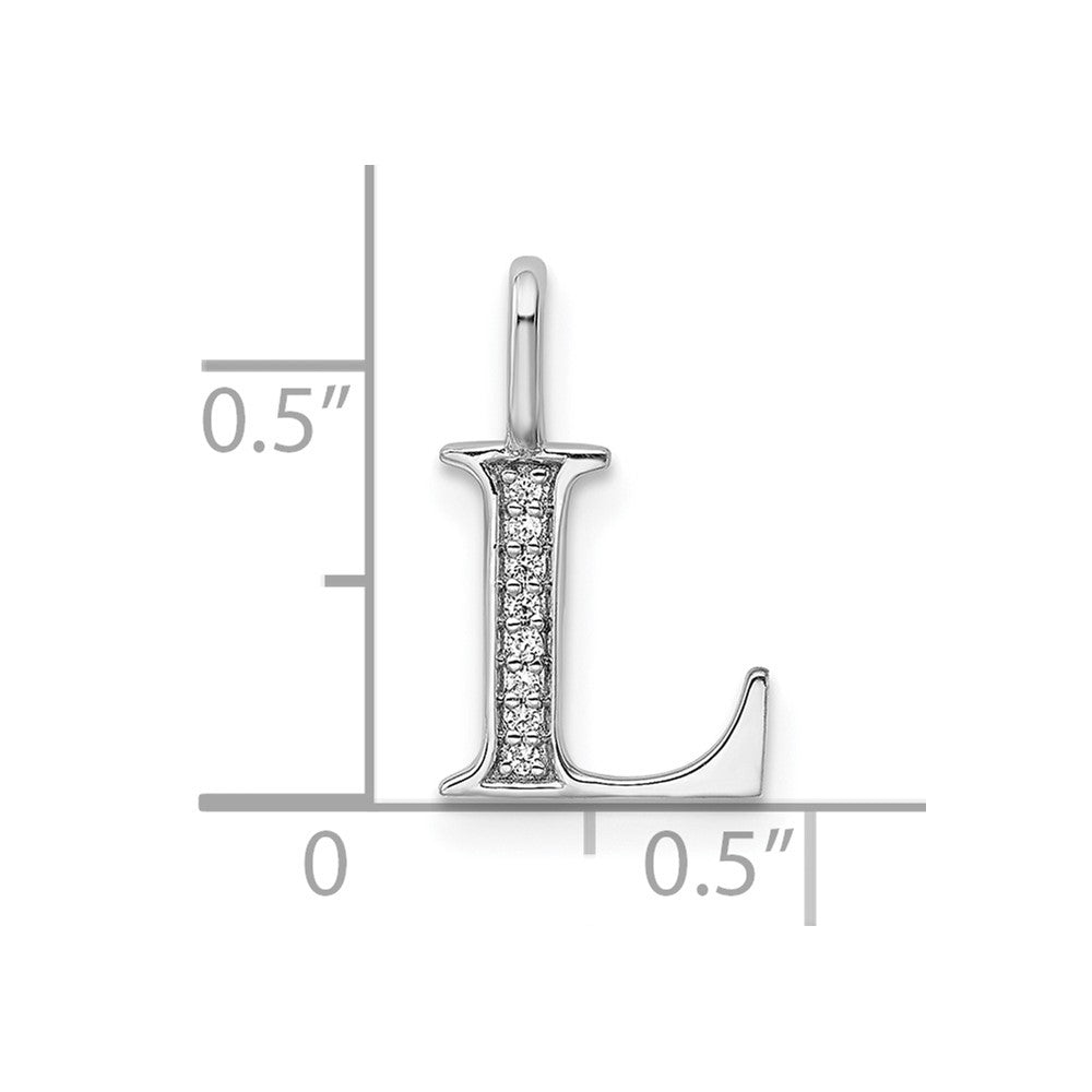 14K White Gold Diamond Letter L Initial Pendant