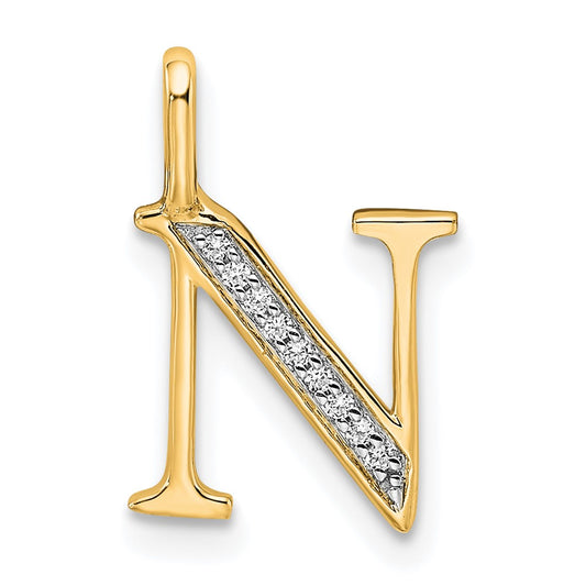 14k Diamond Letter N Initial Pendant