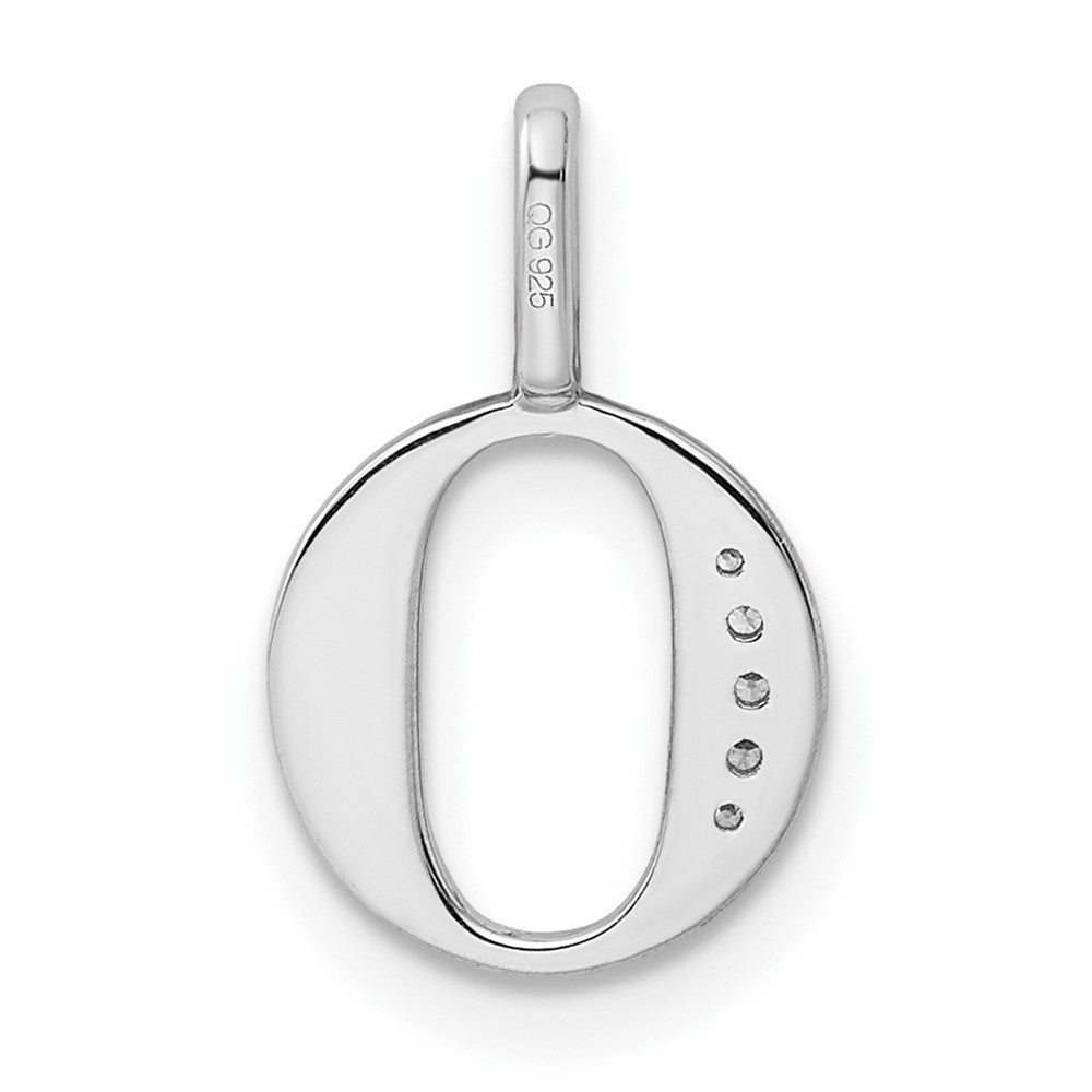 14K White Gold Diamond Letter O Initial Pendant