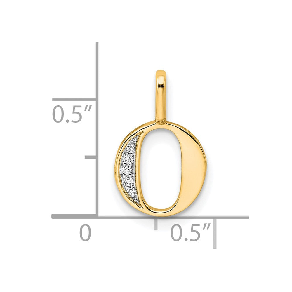 14k Diamond Letter O Initial Pendant