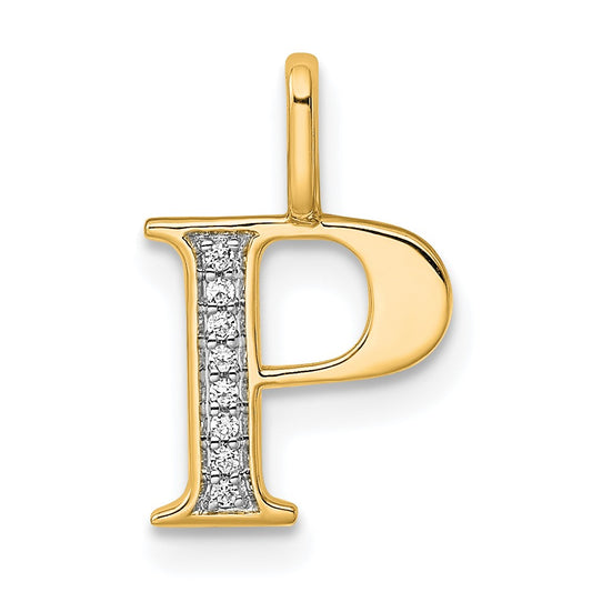 14k Diamond Letter P Initial Pendant