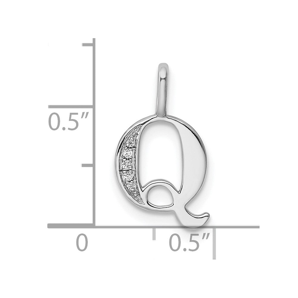 14K White Gold Diamond Letter Q Initial Pendant
