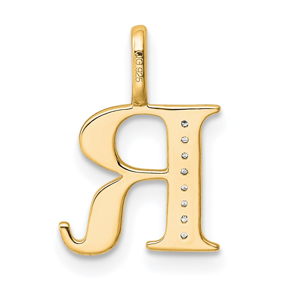 14k Diamond Letter R Initial Pendant