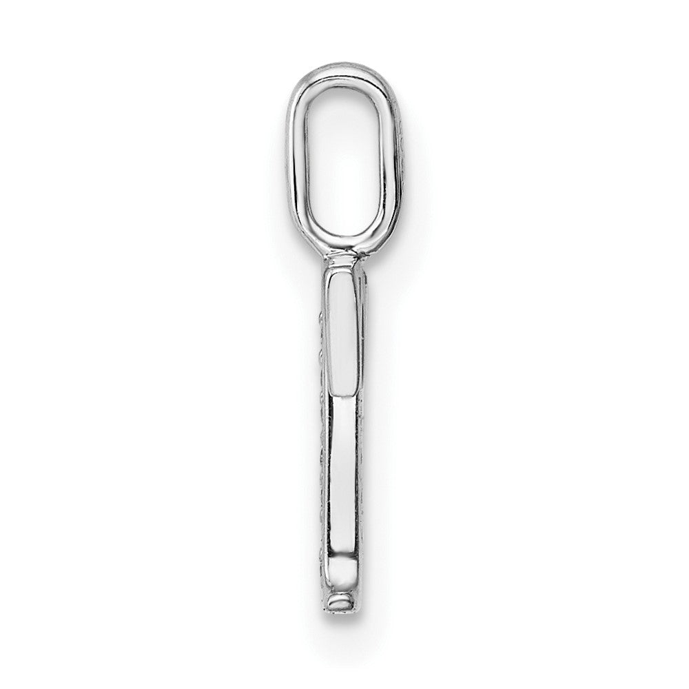 14K White Gold Diamond Letter T Initial Pendant