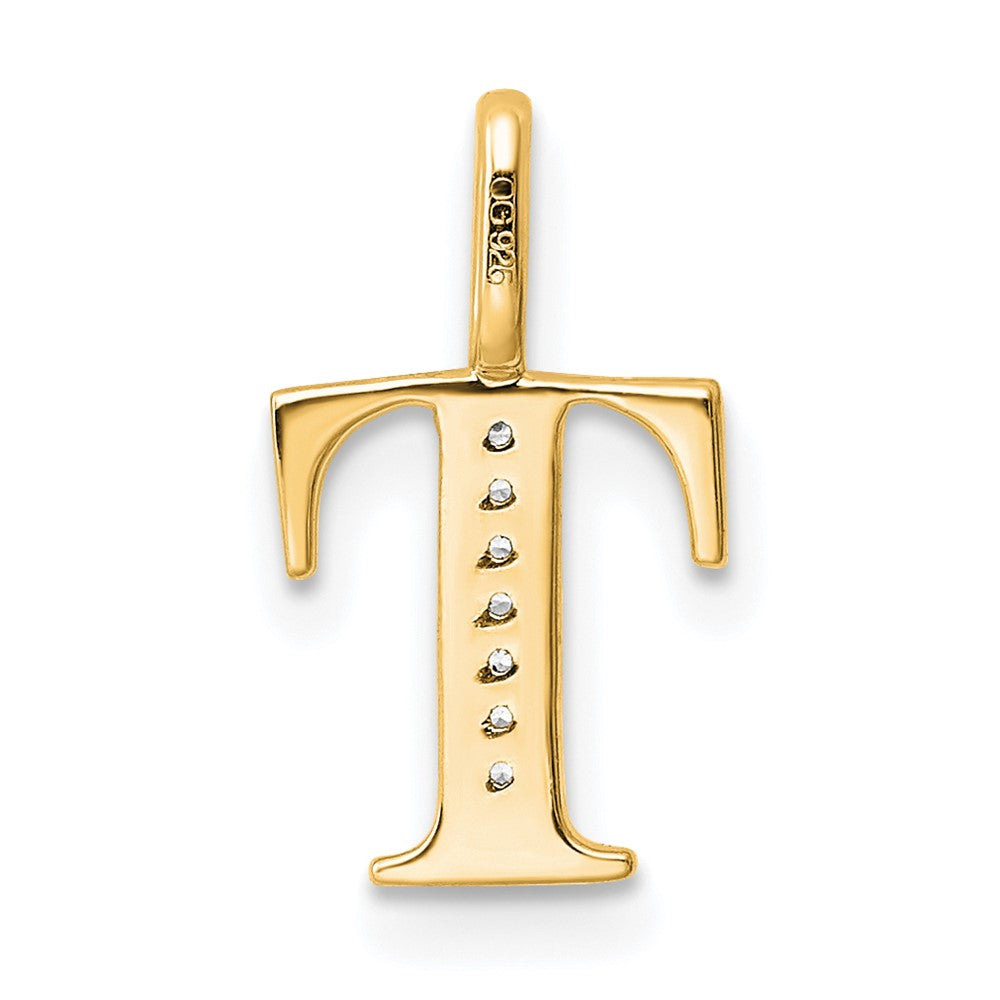 14k Diamond Letter T Initial Pendant