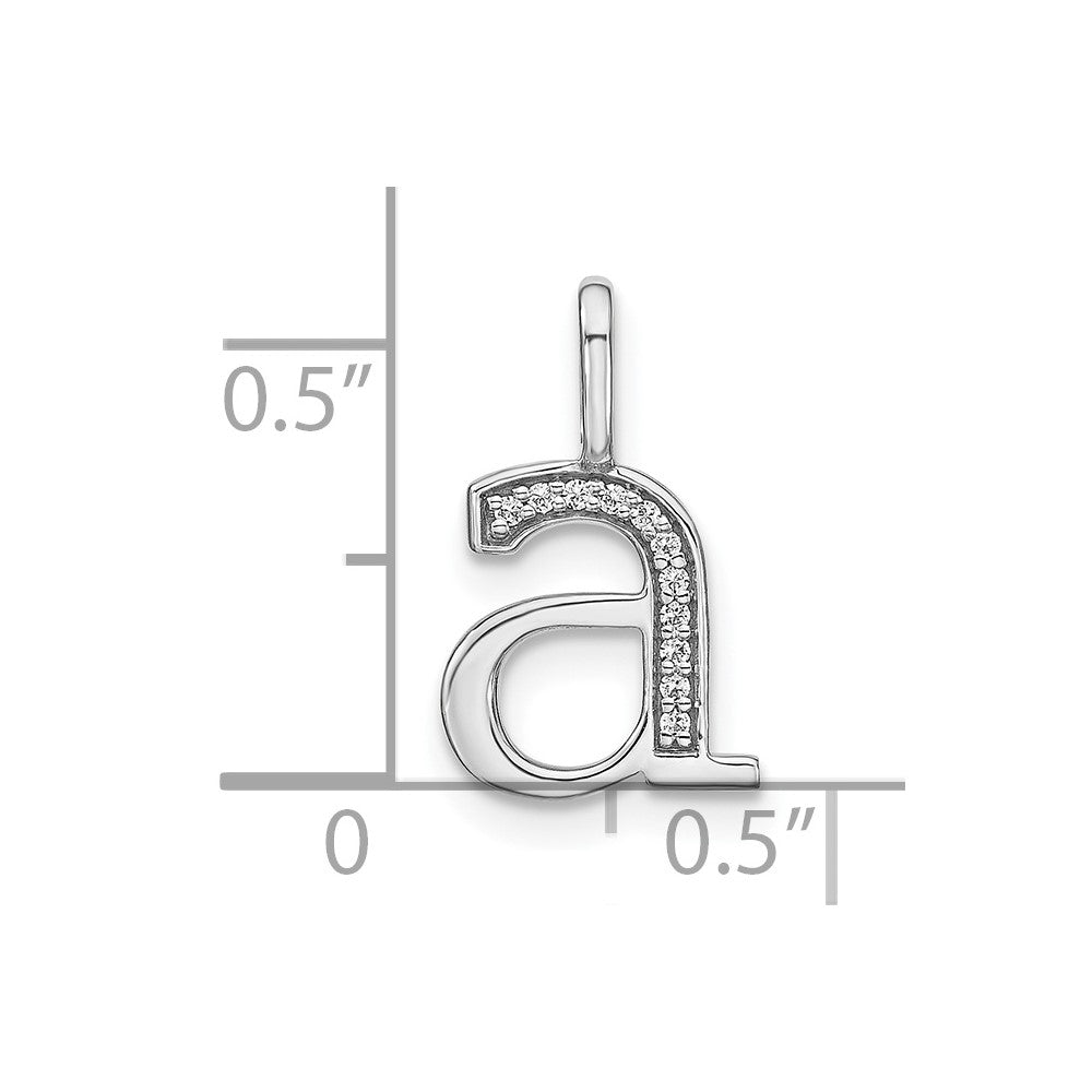 14K White Gold Diamond Lower Case Letter A Initial Pendant
