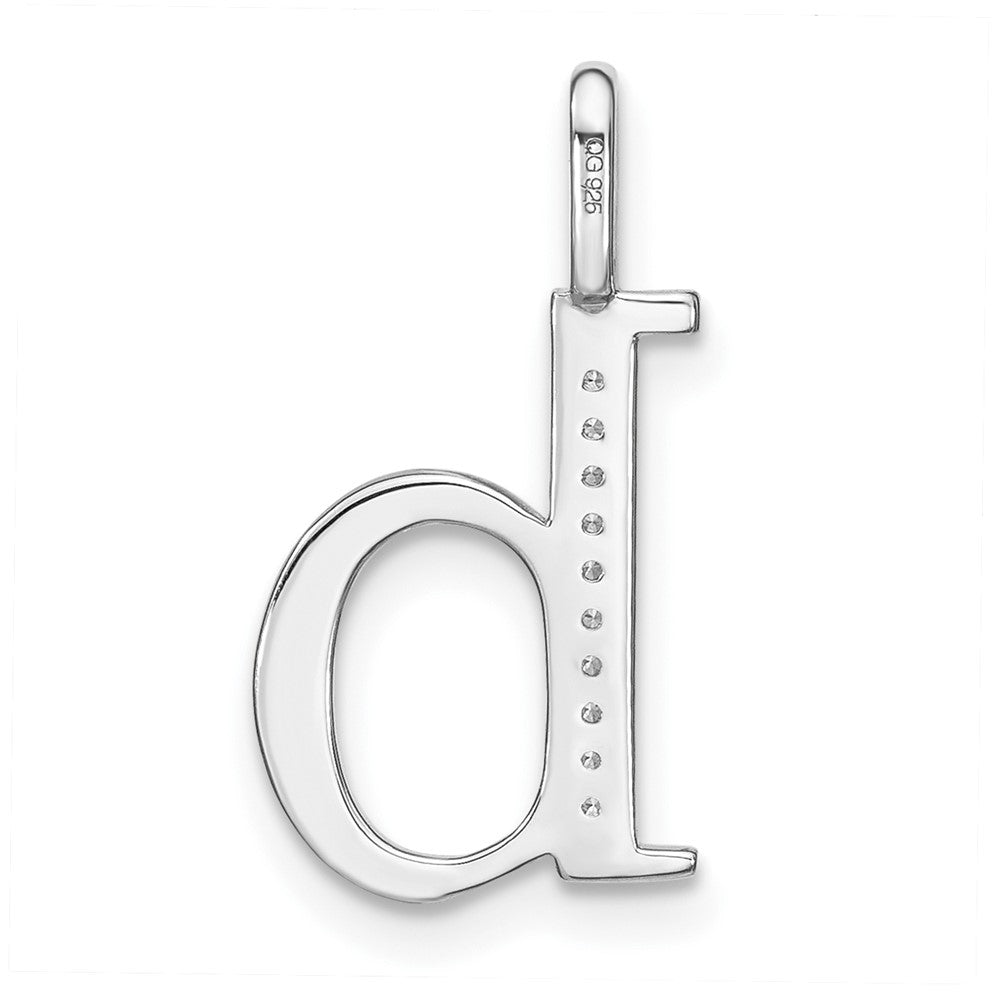 14K White Gold Diamond Lower Case Letter B Initial Pendant