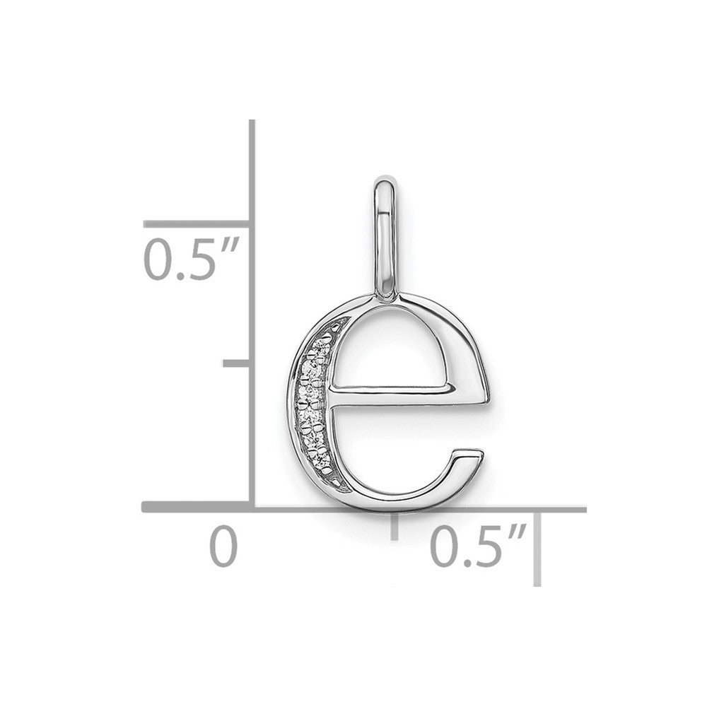 14K White Gold Diamond Lower Case Letter E Initial Pendant