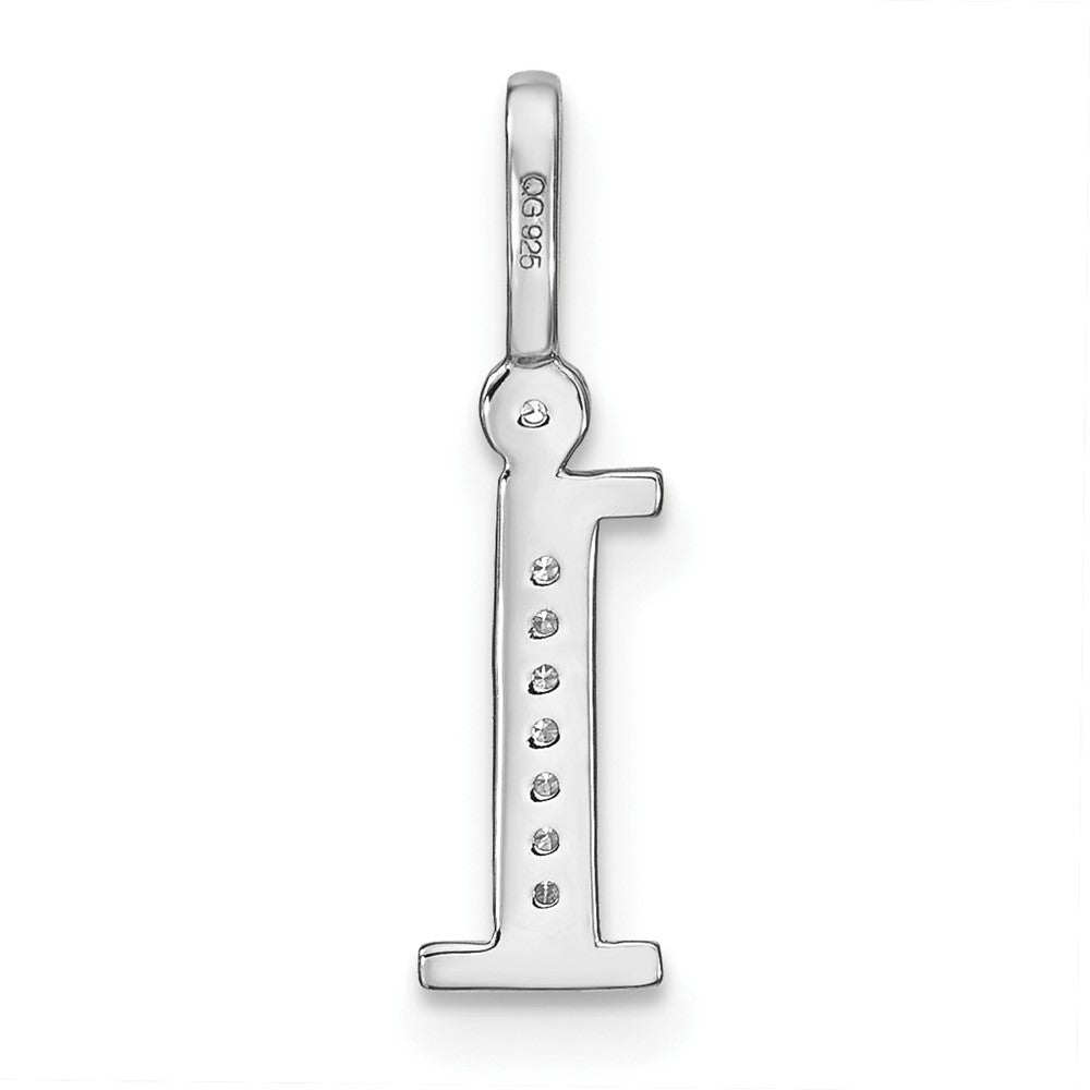 14K White Gold Diamond Lower Case Letter I Initial Pendant