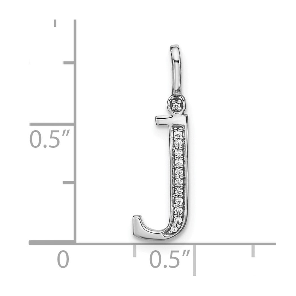 14K White Gold Diamond Lower Case Letter J Initial Pendant