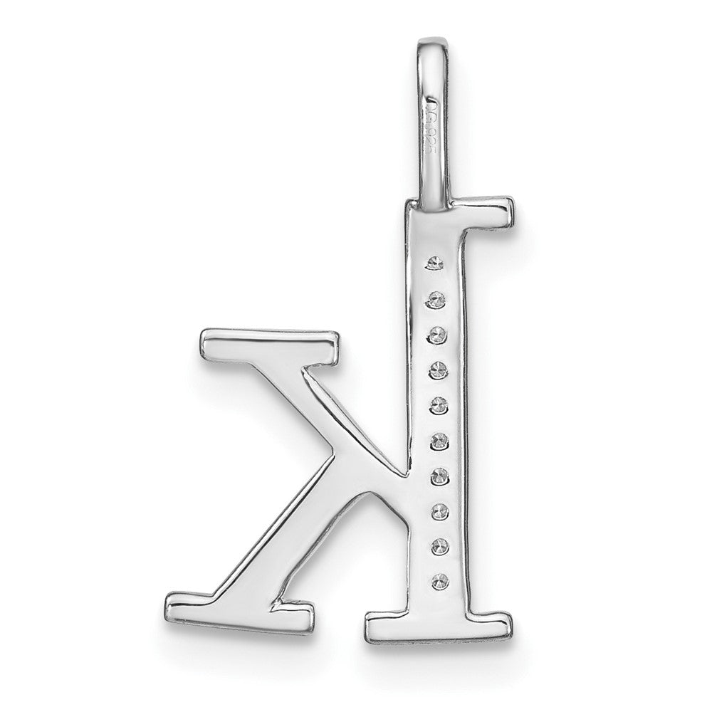 14K White Gold Diamond Lower Case Letter K Initial Pendant