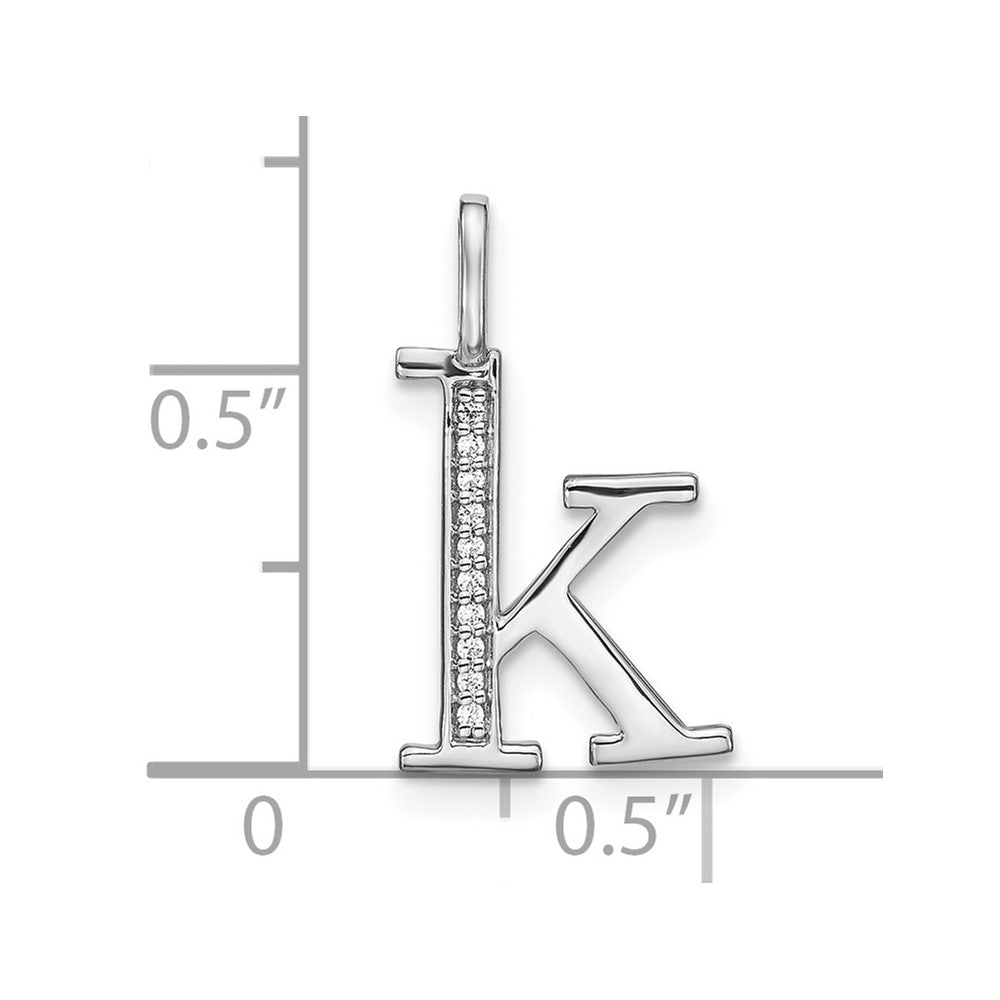 14K White Gold Diamond Lower Case Letter K Initial Pendant