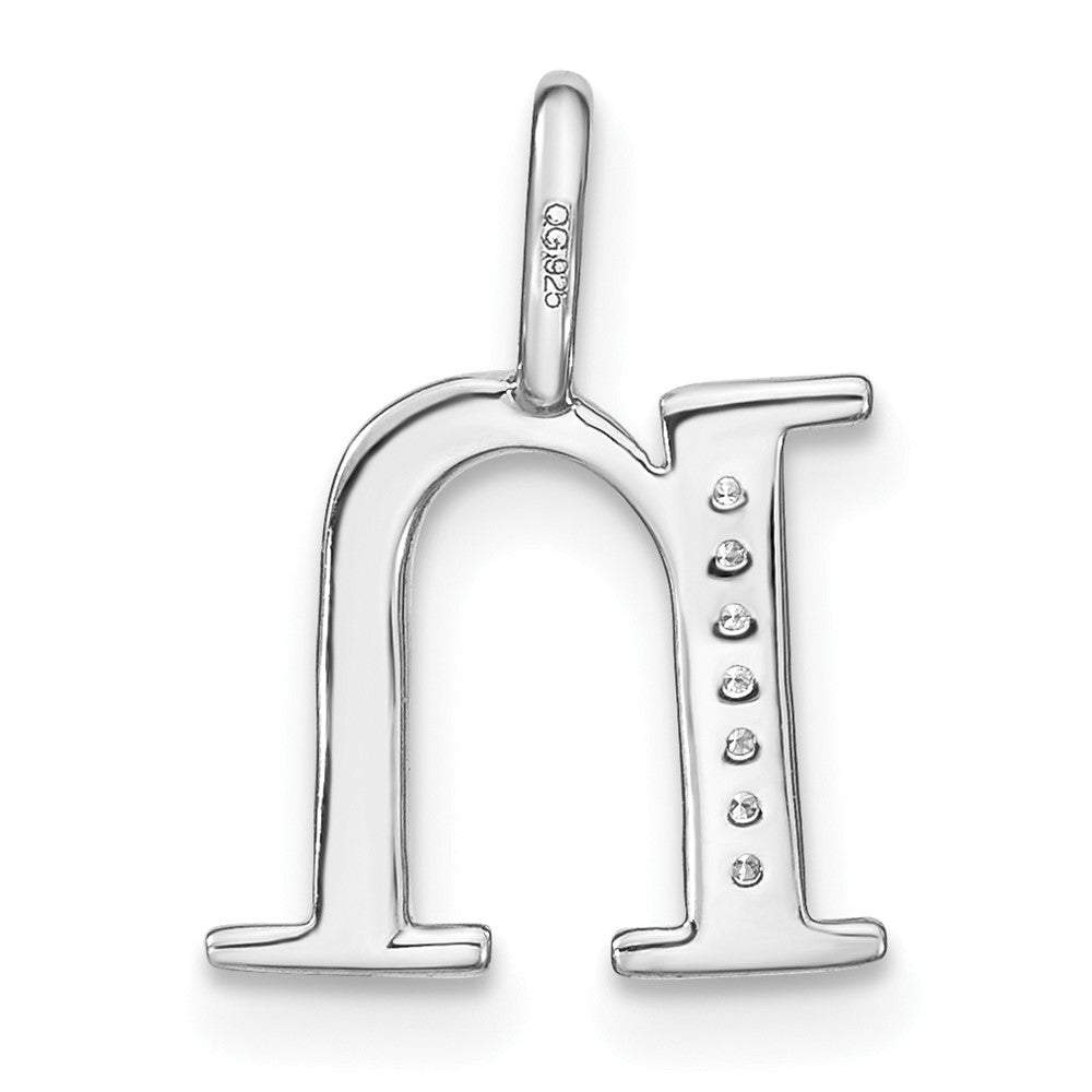14K White Gold Diamond Lower Case Letter N Initial Pendant