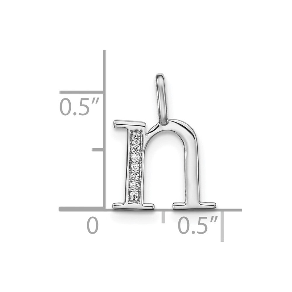 14K White Gold Diamond Lower Case Letter N Initial Pendant