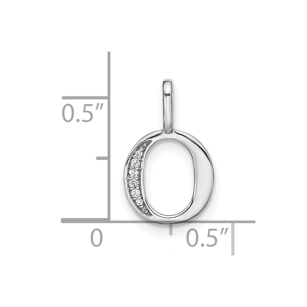 14K White Gold Diamond Lower Case Letter O Initial Pendant