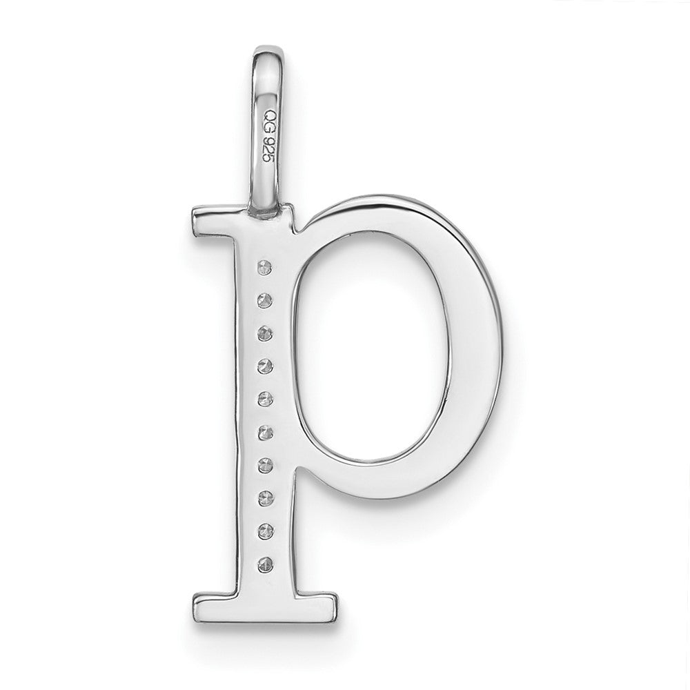 14K White Gold Diamond Lower Case Letter Q Initial Pendant