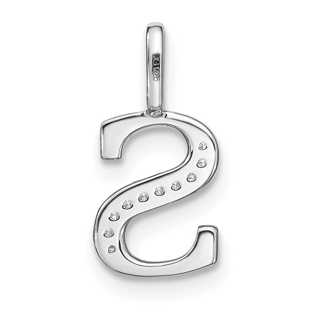 14K White Gold Diamond Lower Case Letter S Initial Pendant