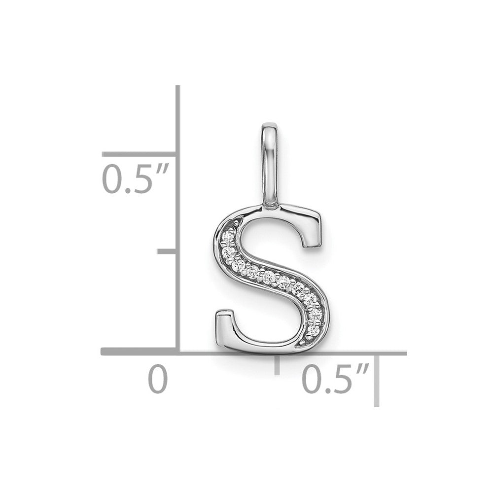 14K White Gold Diamond Lower Case Letter S Initial Pendant