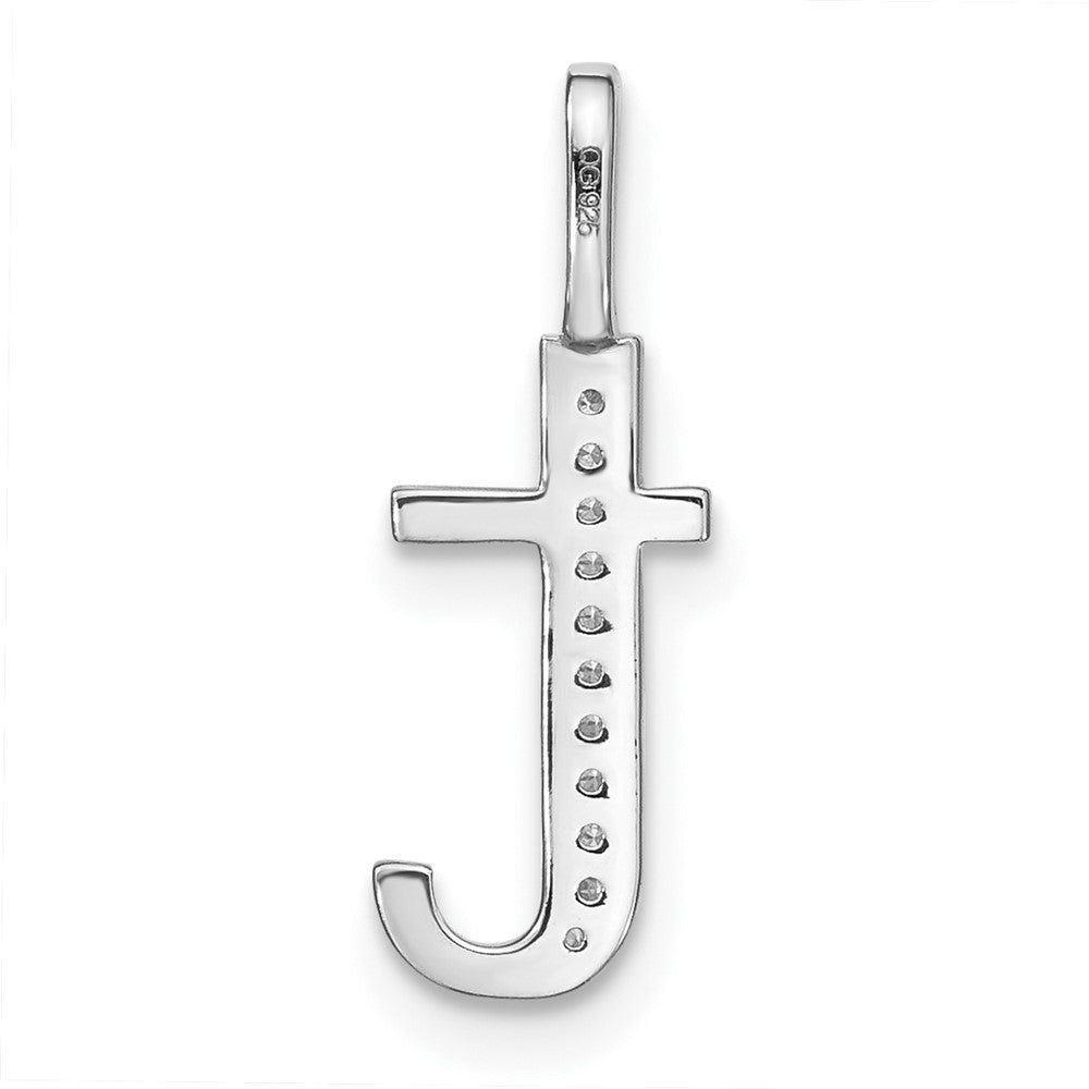 14K White Gold Diamond Lower Case Letter T Initial Pendant
