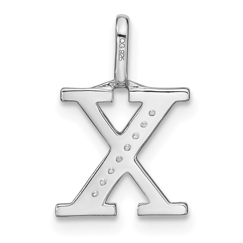 14K White Gold Diamond Lower Case Letter X Initial Pendant