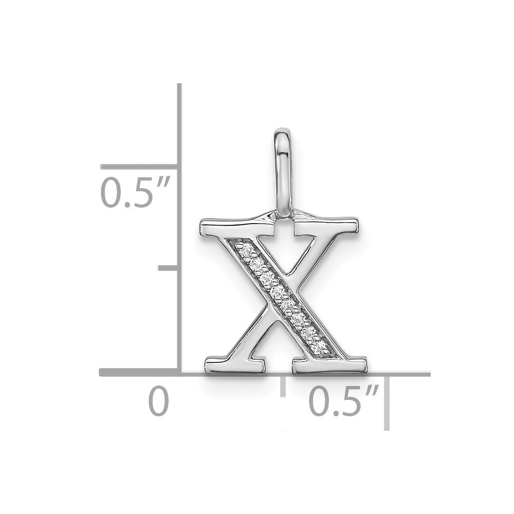 14K White Gold Diamond Lower Case Letter X Initial Pendant