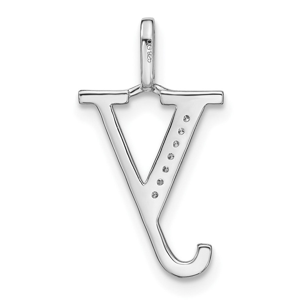 14K White Gold Diamond Lower Case Letter Y Initial Pendant