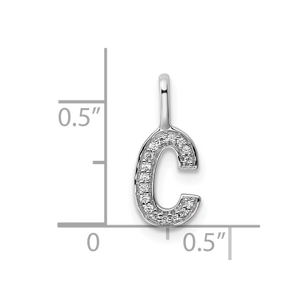 14K White Gold Diamond Letter C Initial Pendant