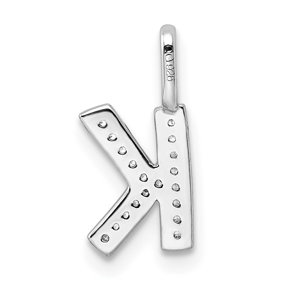 14K White Gold Diamond Letter K Initial Pendant