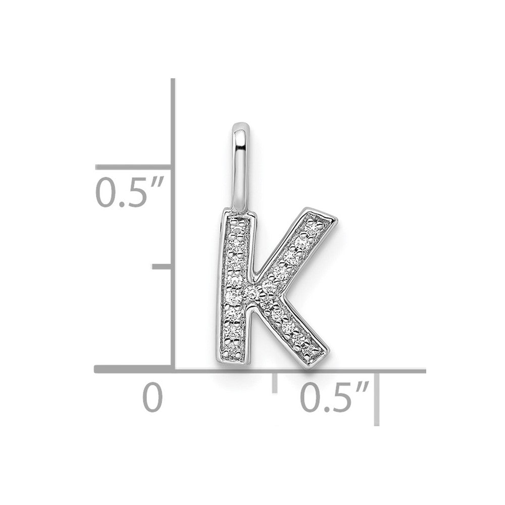 14K White Gold Diamond Letter K Initial Pendant
