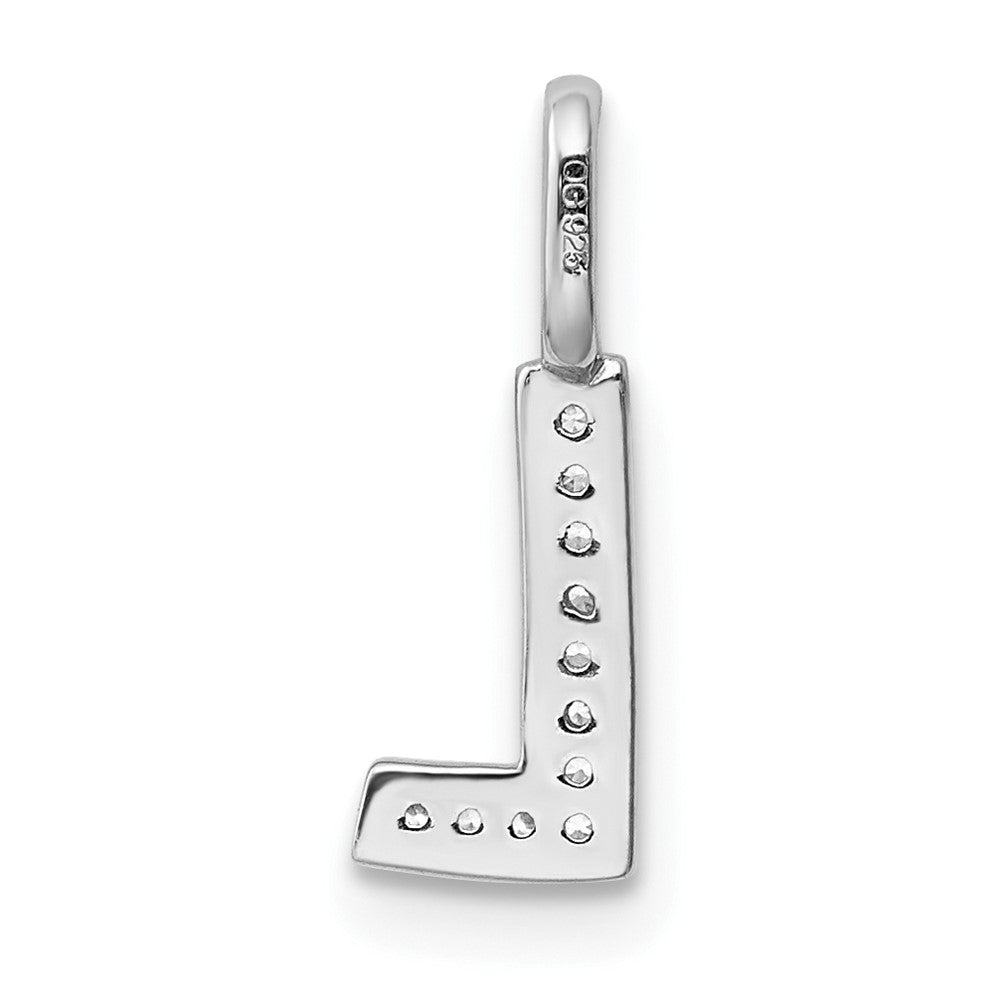 14K White Gold Diamond Letter L Initial Pendant