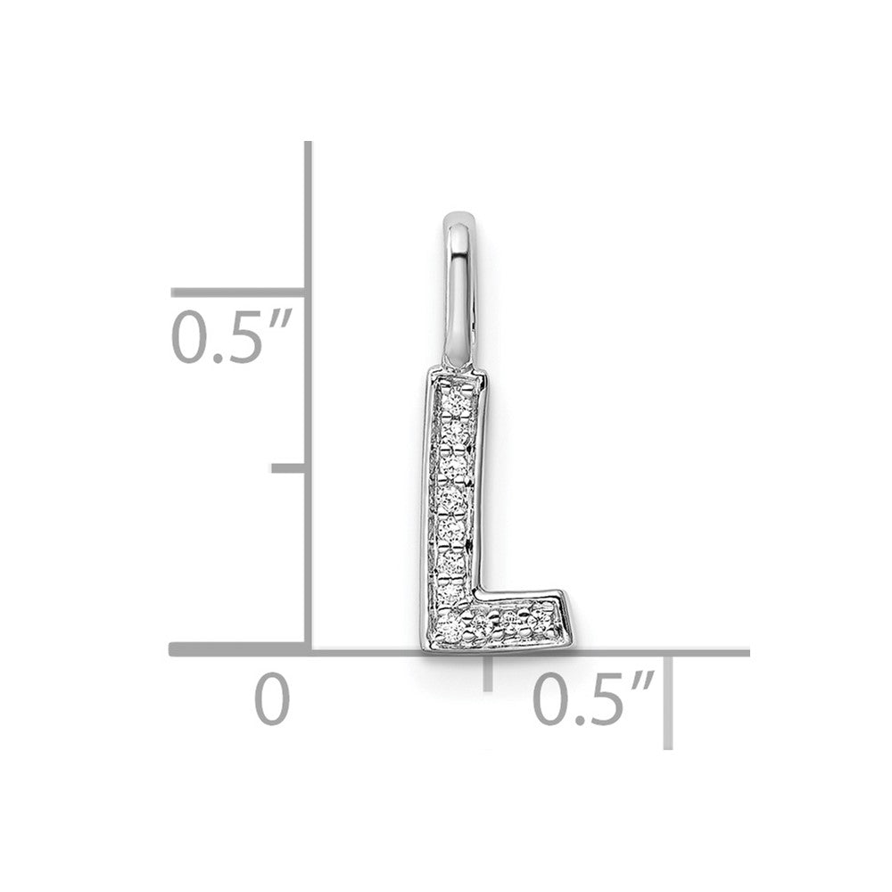 14K White Gold Diamond Letter L Initial Pendant