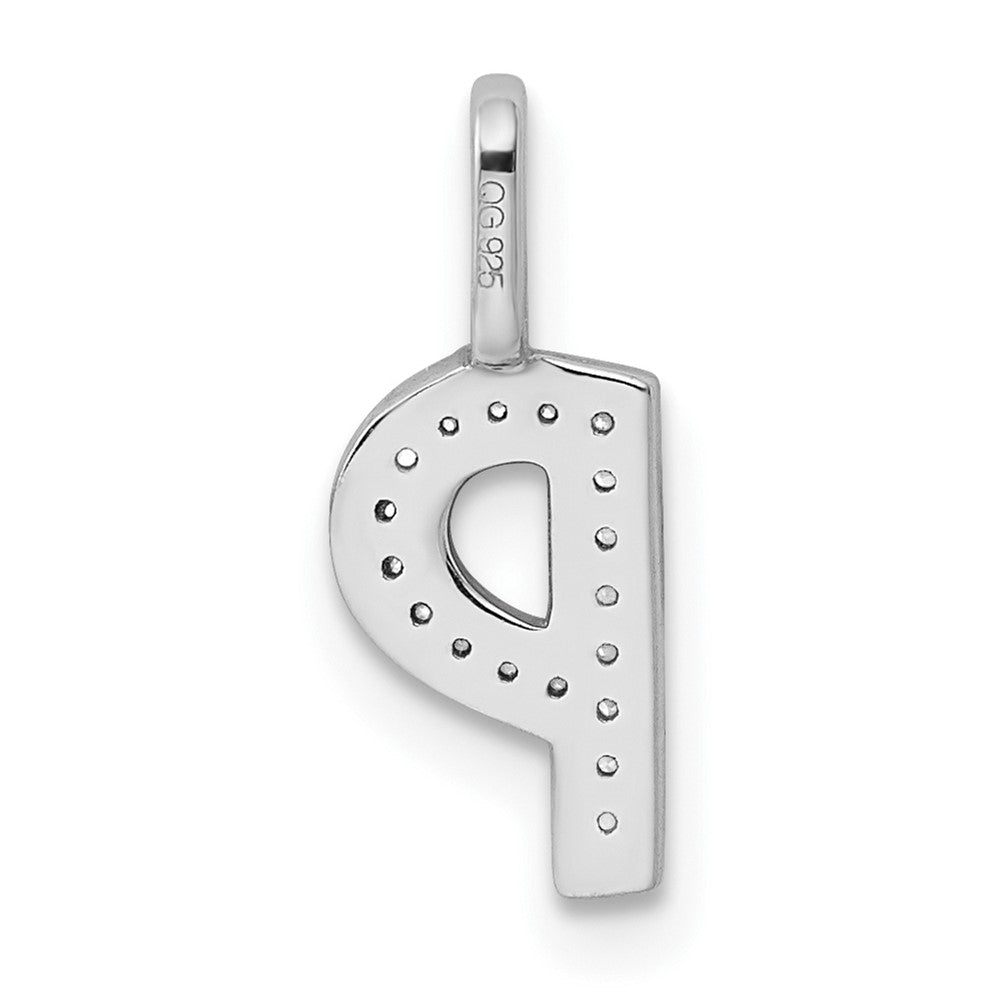 14K White Gold Diamond Letter P Initial Pendant