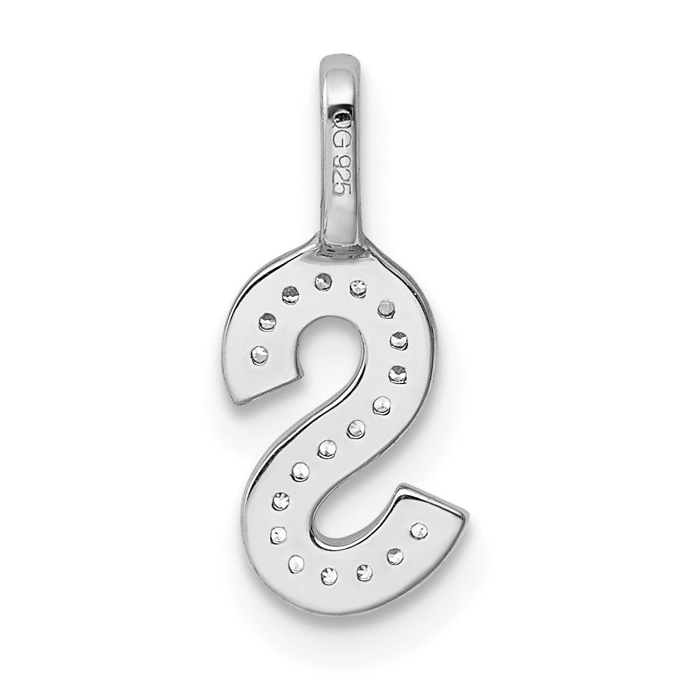 14K White Gold Diamond Letter S Initial Pendant