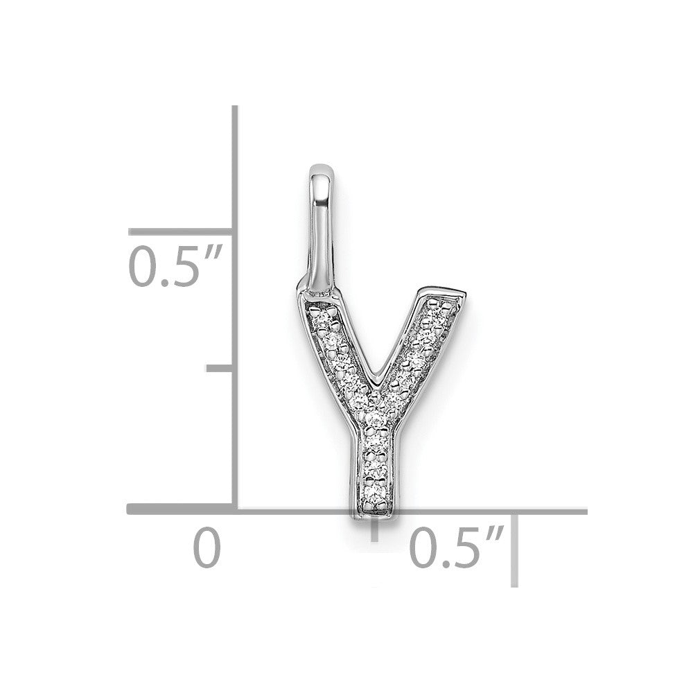 14K White Gold Diamond Letter Y Initial Pendant