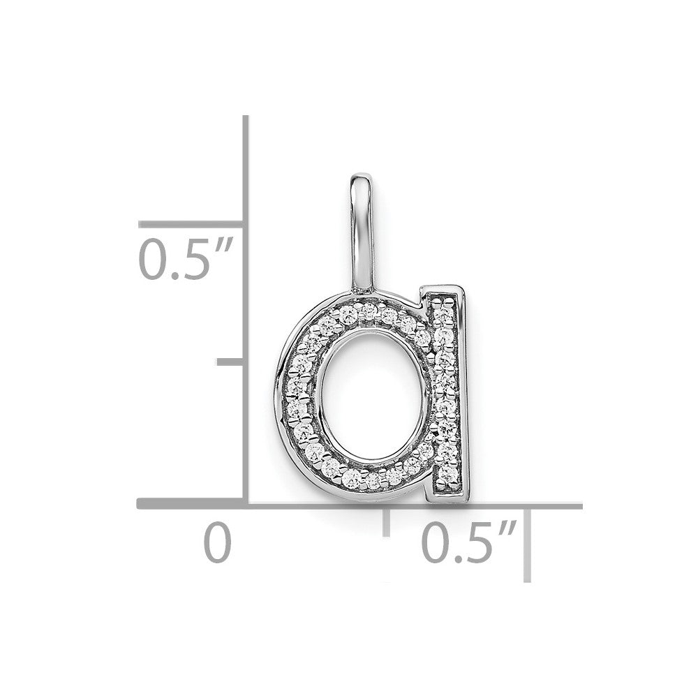 14K White Gold Diamond Lower Case Letter A Initial Pendant