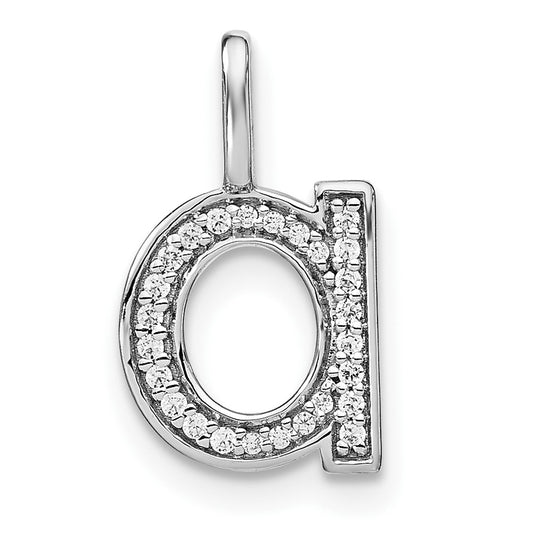14K White Gold Diamond Lower Case Letter A Initial Pendant