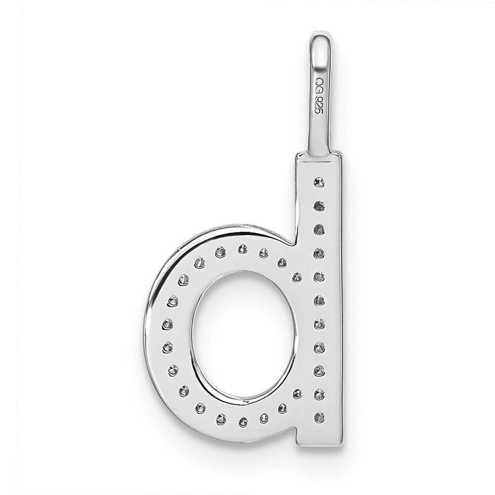 14K White Gold Diamond Lower Case Letter B Initial Pendant