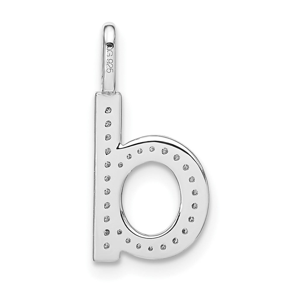 14K White Gold Diamond Lower Case Letter D Initial Pendant