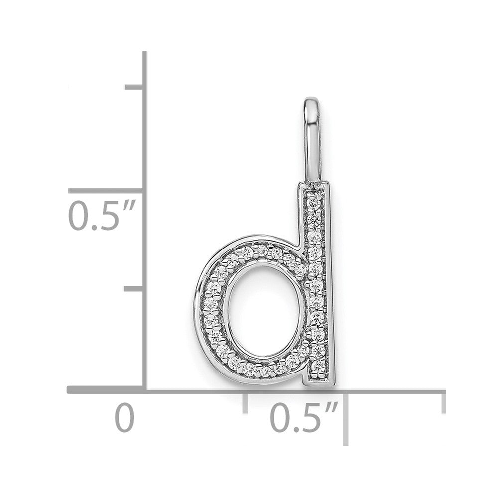 14K White Gold Diamond Lower Case Letter D Initial Pendant