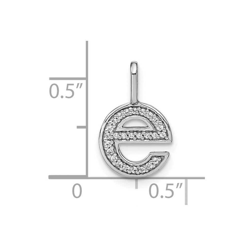 14K White Gold Diamond Lower Case Letter E Initial Pendant